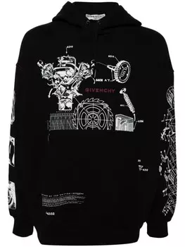 Худи с графичным принтом Givenchy, черный