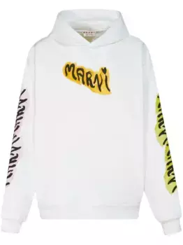 Худи с принтом граффити Marni, белый