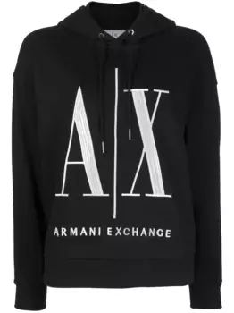 Худи с вышитым логотипом Armani Exchange, черный