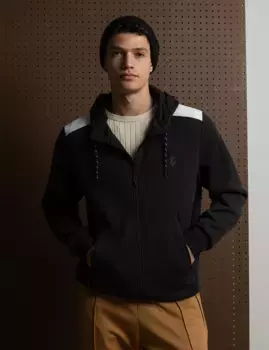 Худи U.S. Polo Assn Solid White Label Bonded Interlock Zip Hoodie, черный