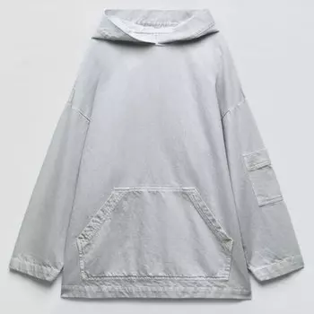 Худи Zara Denim TRF, синий/серый