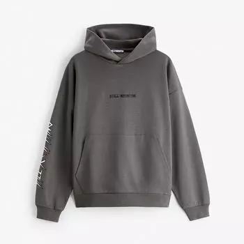 Худи Zara Slogan Printed, серый