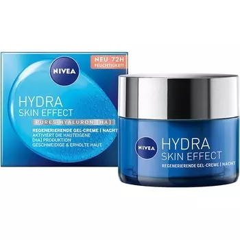 Hydra Skin Effect Регенерирующий гель-крем 50 мл Ночной крем с чистой гиалуроновой кислотой на 72 часа увлажнения, Nivea