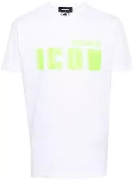 Icon Blur крутая зеленая хлопковая футболка с логотипом Dsquared2, белый