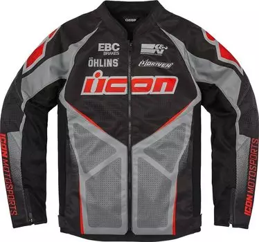 Icon Hooligan Ultrabolt Мотоцикл Текстиль куртка, черный/серый/красный