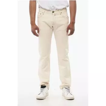 ID Хлопок и лен 5 карманов брюки SELVEDGE с видимой лентой Corneliani, Beige