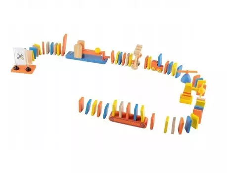 ИГРОВОЕ Деревянное домино с препятствиями 60 элементов 3 года + МАШИНЫ Playtive