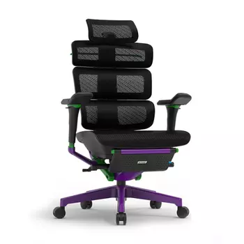 Игровое кресло Ergomax Evolution 2 PROMAX, вспененное сиденье, подставка для ног, черный/фиолетовый