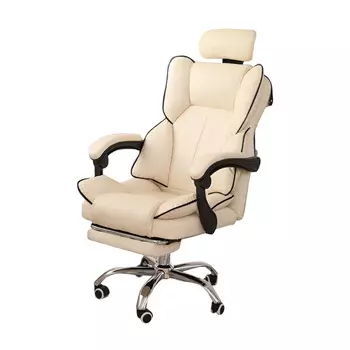 Игровое кресло Insdea HDA022-IV, губка, сталь, с подставкой для ног, белый/черный