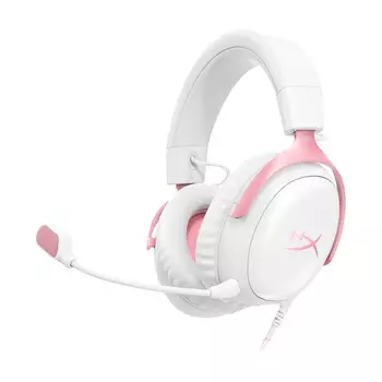 Игровые наушники HyperX Cloud III, белый/розовый