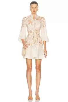 Иллюстрация Мини-Платье На Пуговицах Zimmermann, цвет Cream Rococo Floral