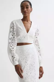 Immi укороченная кружевная блузка с комплектом Reiss, белый