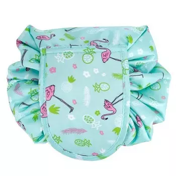 Intirilife, Косметичка Round One Step на шнурке, Rosa Flamingo Green, цвет розовый