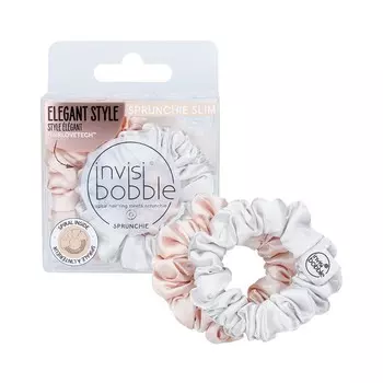 INVISIBOBBLE, SPRUNCHIE, Бархатная резинка для волос Slim (Bella Chrome), 2 шт