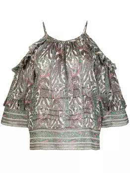 ISABEL MARANT топ с открытыми плечами и графичным принтом, белый