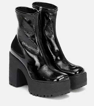 Искусственная кожа платформенные ботинки до щиколотки Miu Miu, черный