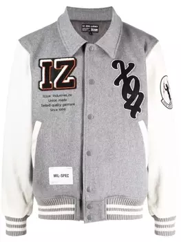 izzue patch-embroidered bomber jacket, серый