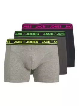 Jack & Jones Сундук "JACETHAN SOLID TRUNKS 3 PACK SN" (упаковка, 3 шт.), цвет Dark Grey Melange Pack:Navy Blazer - Light Grey Melange