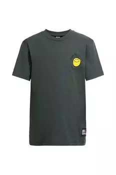 Jack Wolfskin Детская хлопковая футболка SMILEYWORLD, зеленый