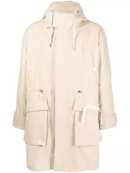 Jacquemus пальто на молнии с вышитым логотипом, нейтральный цвет