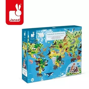 Janod, развивающий пазл с 3D фигурками, Вымирающие виды, 200 шт.