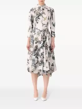 Jason Wu Collection шелковое платье-рубашка с цветочным принтом, нейтральный цвет