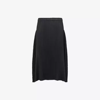 Эффектная квадратная расклешенная трикотажная юбка миди Pleats Please Issey Miyake, черный
