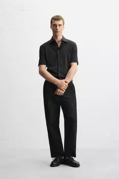 Эластичная рубашка ZARA, черный