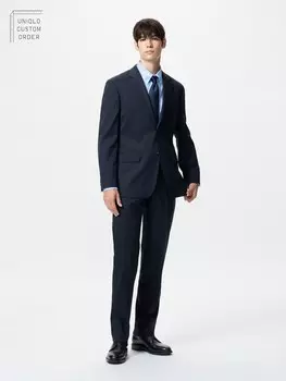 Эластичные шерстяные брюки Uniqlo, синий