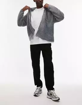 Эластичные зауженные джинсы черного цвета Topman