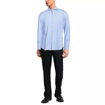 Элегантная хлопковая рубашка Aquascutum с культовой мужской вышивкой, цвет Light Blue