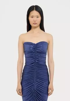 Элегантное платье Strapless Shirred Front Norma Kamali, синий в стиле милитари
