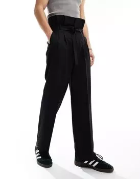 Элегантные черные брюки широкого кроя ASOS