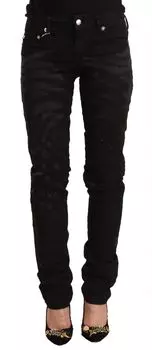 Элегантные черные облегающие джинсы с отделкой Just Cavalli
