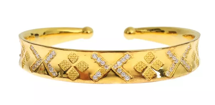 Элегантный позолоченный серебряный браслет с фианитами Nialaya Jewelry, золотой