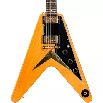 Электрогитара Gibson Custom 1958 Korina Flying V Black Pickguard, натуральный