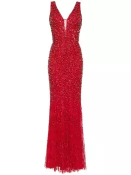 Jenny Packham атласное платье Libra с кристаллами, красный