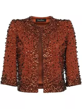 Jenny Packham укороченный жакет Darlin с кристаллами, коричневый