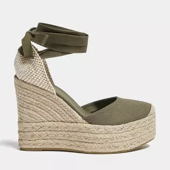 Эспадрильи Pull&Bear Platform Wedge, хаки
