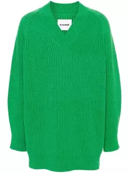 Jil Sander джемпер в рубчик, зеленый