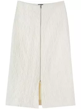Jil Sander фактурная юбка миди на молнии, белый