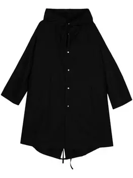 Jil Sander пальто с капюшоном и логотипом, черный