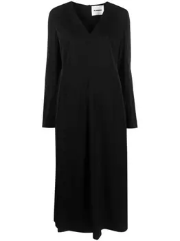 Jil Sander платье миди с длинными рукавами, черный