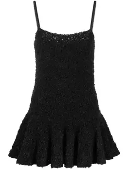Jil Sander платье мини из ткани букле, черный