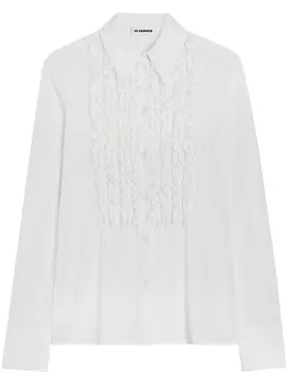 Jil Sander рубашка с длинными рукавами и оборками, белый
