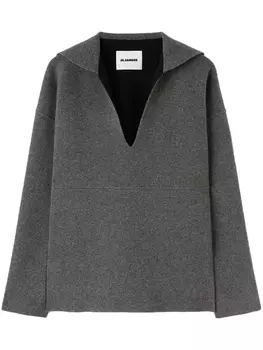 Jil Sander sailor collar knitted top, серый