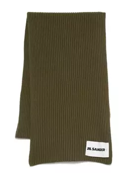 Jil Sander шарф в рубчик, зеленый