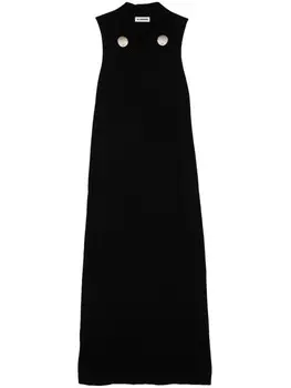 Jil Sander шерстяное платье макси с косым воротником, черный