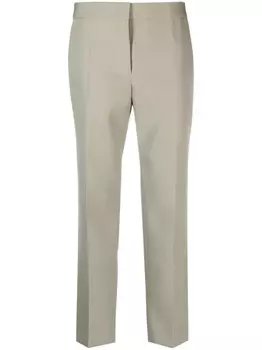 Jil Sander шерстяные брюки прямого кроя, зеленый