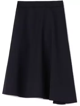 Jil Sander юбка миди из вирджинской шерсти с асимметричным подолом, синий